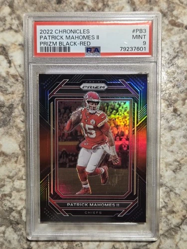 2022 Panini Chronicles Prizm Black Red Patrick Mahomes II Chiefs /99 PB-3 PSA 9