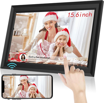 Frameo WLAN Digitaler Bilderrahmen 15,6 Zoll, HD 1366 X 768 IPS Touchscreen Elek