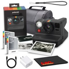 Polaroid Now Gen 3 Black Instant Camera 16 B W Film Bag Bundle