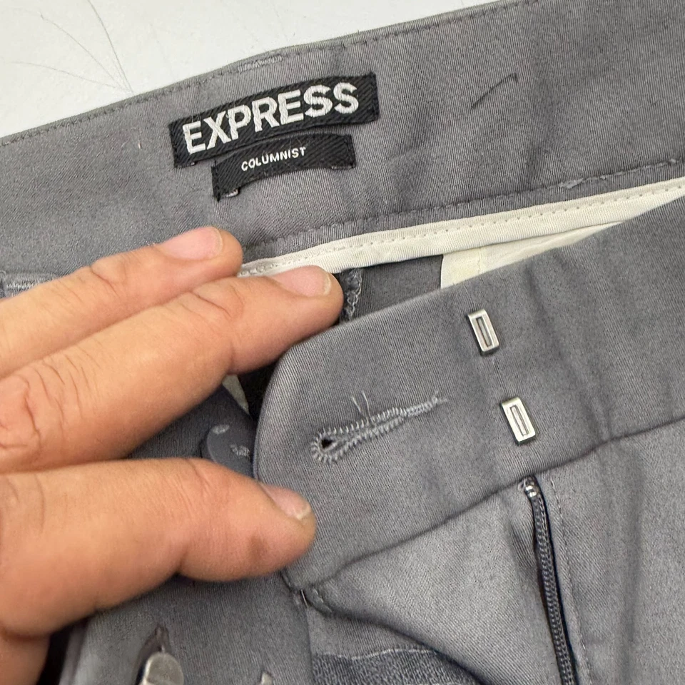Pantalones de vestir Express gris columnista para mujer talla 6 mezcla de algodón ajustados rectos Foto 3 de 4