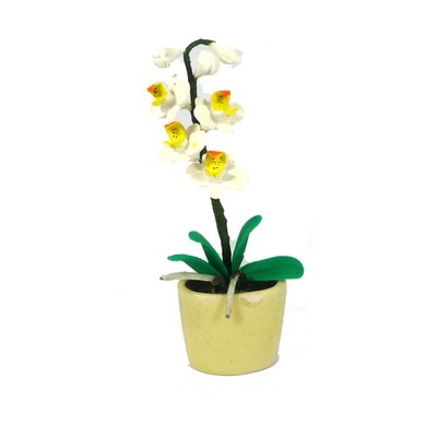 Creal 70475 weiße Orchidee in ovalen Blumentopf 1:12 für Puppenhaus NEU!#
