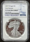 2019-W $1 SILVER AMERICAN EAGLE NGC PF70 Early Releases : 06479