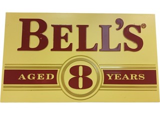Bells Aged 8 Years Embossed Advertising Sign Collectable Display
