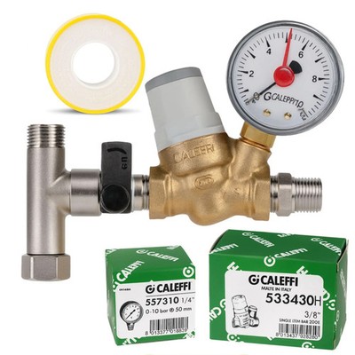 CALEFFI Mikro-Schrägsitz-Druckminderer 3/8'' bis 80°C - mit / ohne Manometer