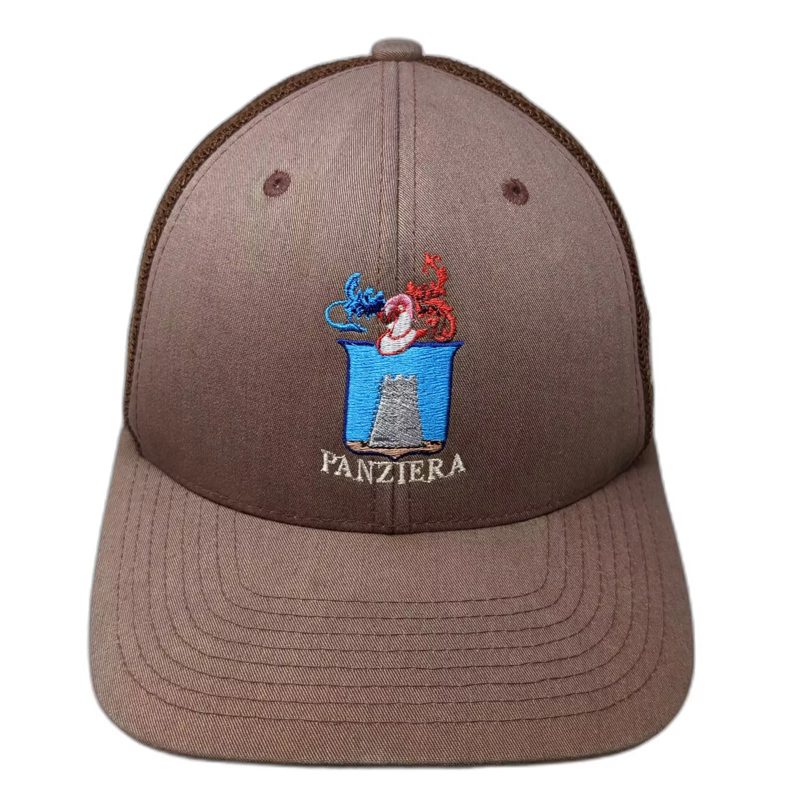 Flexfit Baseball Cap Hat Brown Blue Fitted Joe Panziera Farms Embroidered OS
