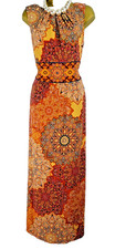 WALLIS BEAUTIFUL ORANGE EVENING PARTY CRUISE MAXI DRESS BOHO UK16