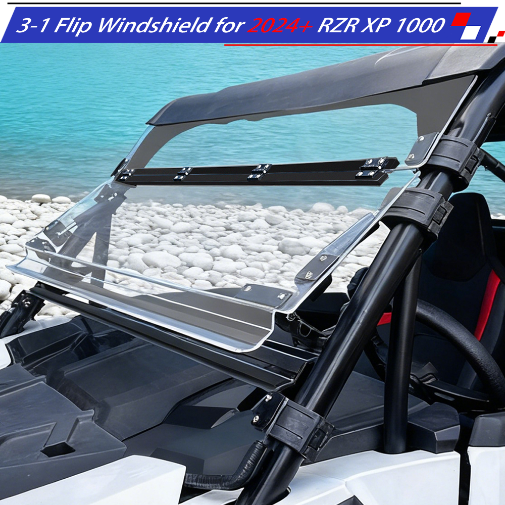 Front 3-IN-1 Flip Windshield Compatible with Polaris RZR XP 1000/XP 4 1000 2024+