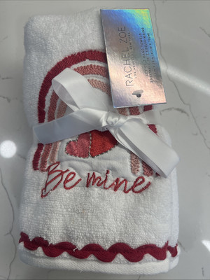 Rachel Zoe Hand Towels White Be Mine Valentine   Set of 2 Bathroom