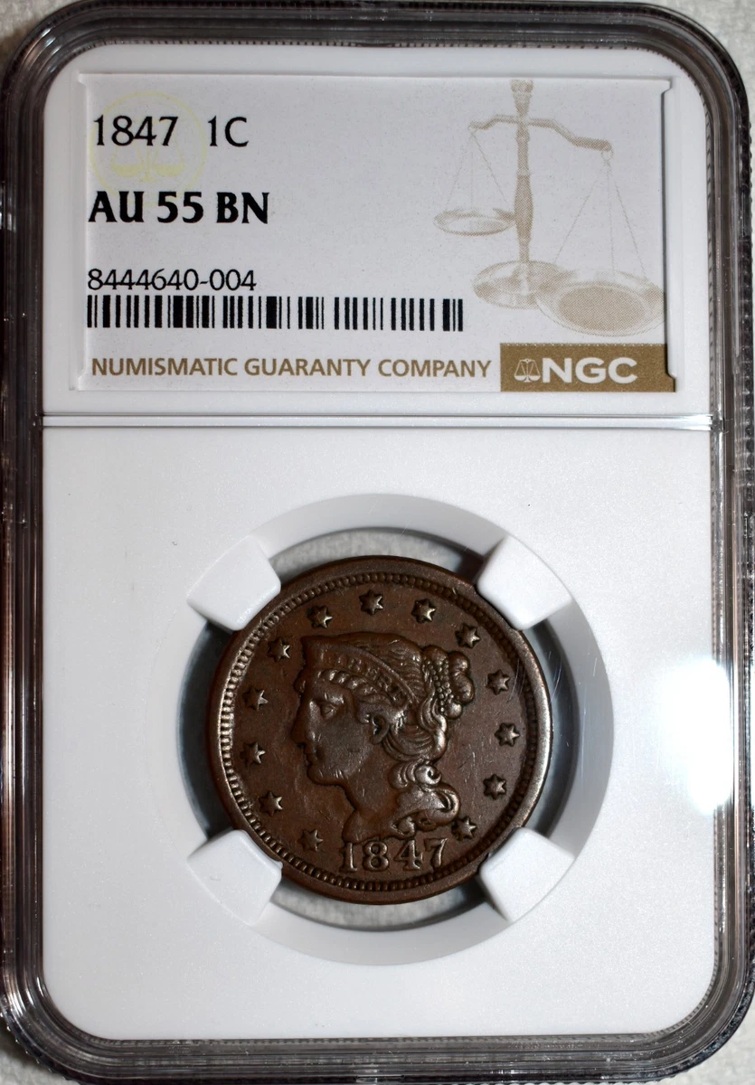 Copper NGC Certified Braided Hair Large Cents (1839-1857) for sale