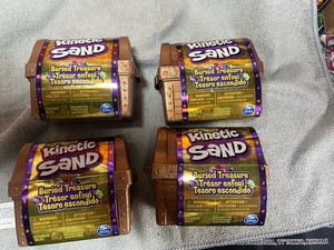 Kinetic Sand Buried Treasure Playset with Sand and Surprise Tool Lot Of 4
