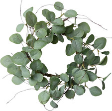 Eucalyptus Leaves Wreath Metal Polyester Green Wreath 14 Inches for the Front Do