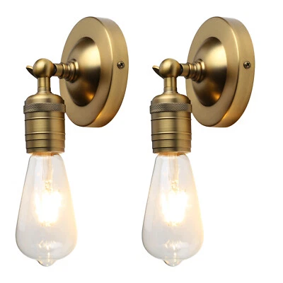 PATHSON 2 Pack Retro Industrial Bare Lampholder Wall Lights Mini Style Wall Mounted Lamp