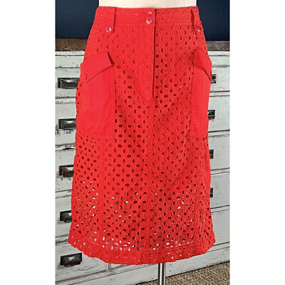NWT New $148 Anthropologie Tanya Eyelet Red Romantic Midi