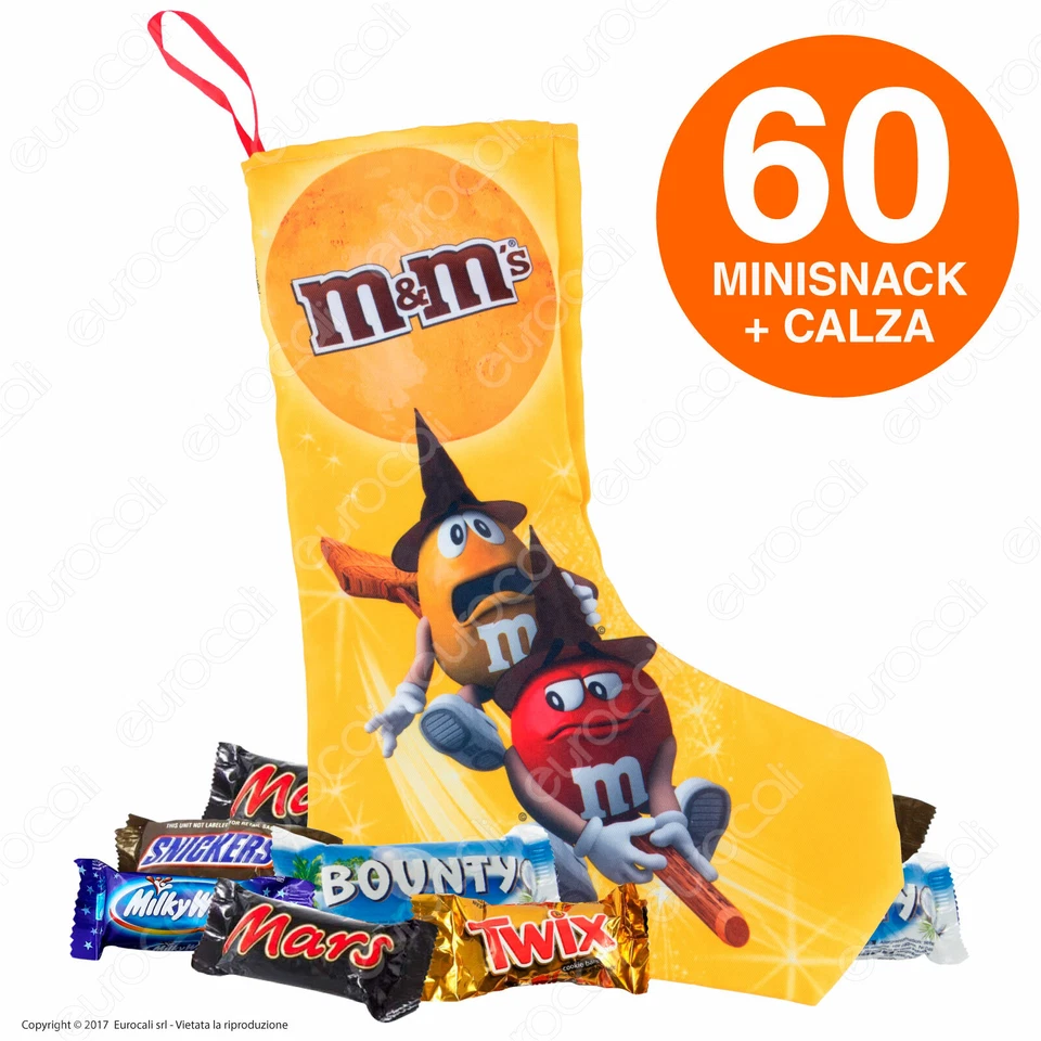 Calza della Befana 60 Snack Vari Cioccolato Mars Bounty Snickers Twix Milky Way