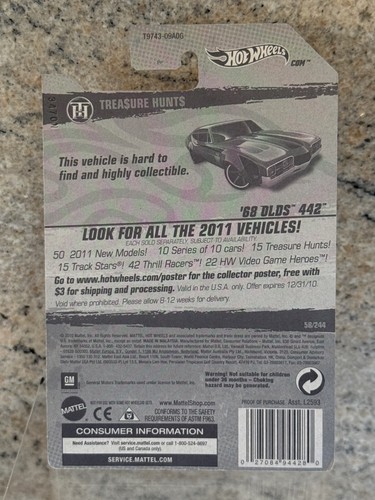Hot Wheels Super Treasure Hunt 2011 - Trea$ure Hunt$ - Ice Brown '68 Olds 442 - Imagen 6 de 7