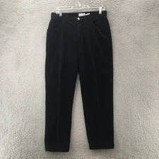 French Dressing Mom Jeans Womens Petite 10 (Actual 32x28) Black Corduroy Zip Fly