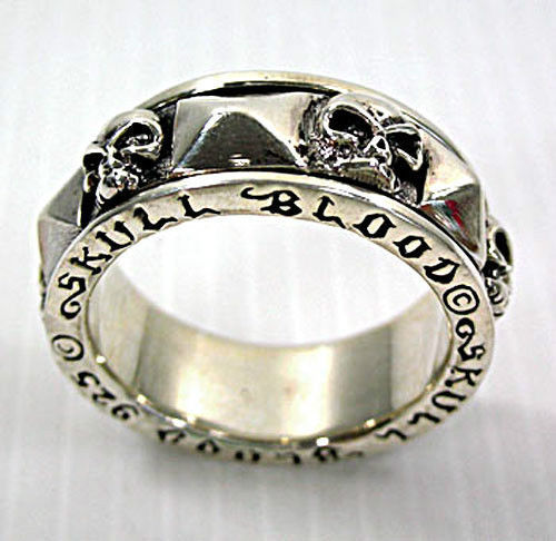 SKULL BLOOD SOLID 925 STERLING SILVER 