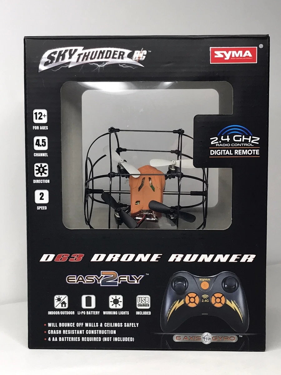 Syma Sky Thunder R C D63 Drone Runner 2.4 GHZ RC Digital Remote 6 Axis Gyro Used