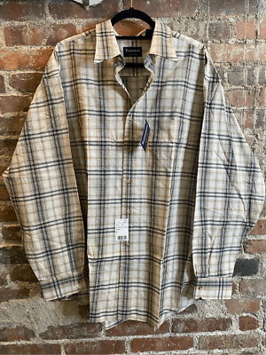 NWT Tournament Arrow Wrinkle Free Oatmeal Plaid Button-Down Shirt Men s Size XL