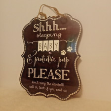 Shh... Sleeping Baby  Protective Pup Hanging Sign
