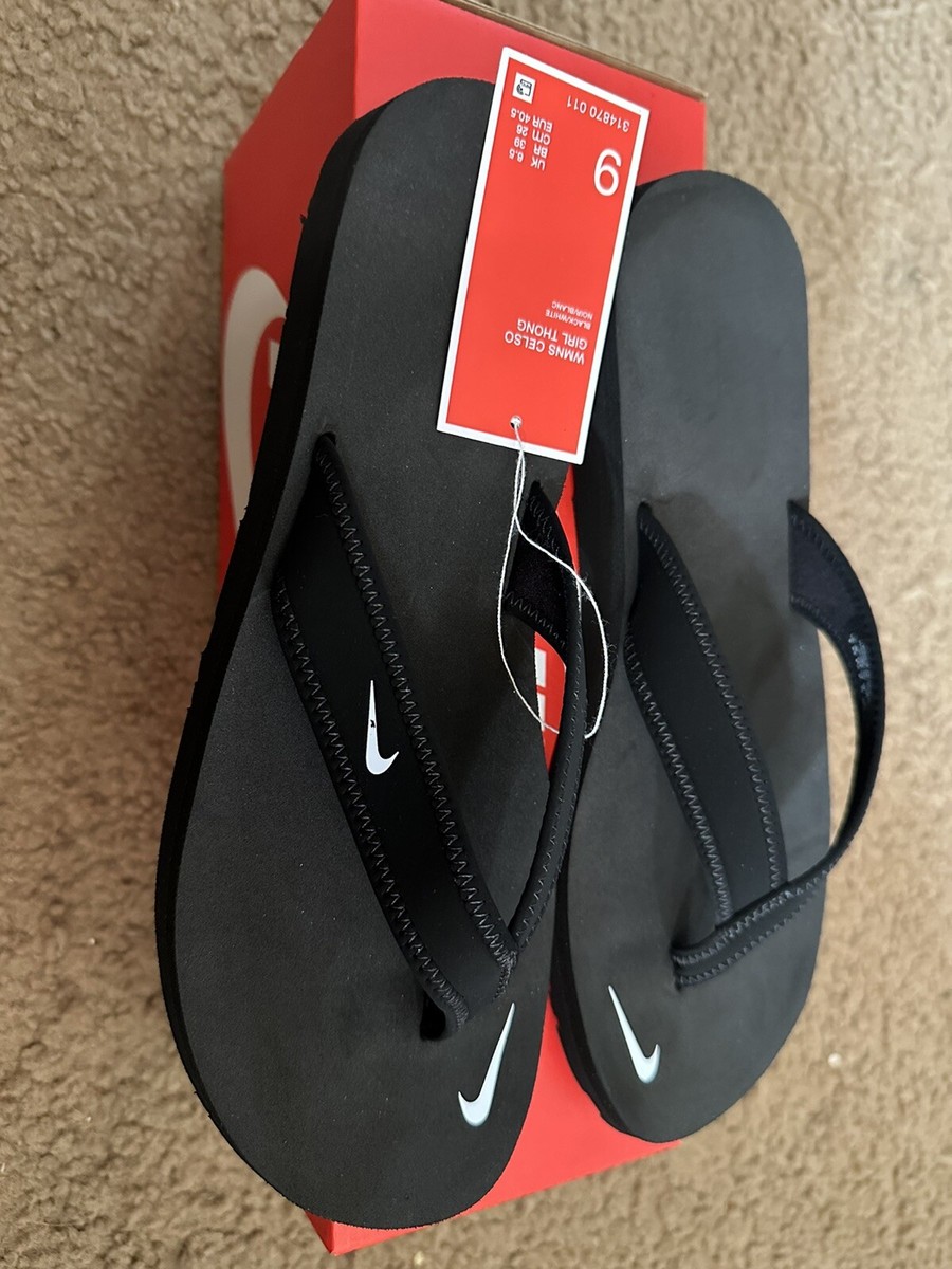 Nike Celso Girl Black/White Women's Thong Sandals-Size 7/8/9