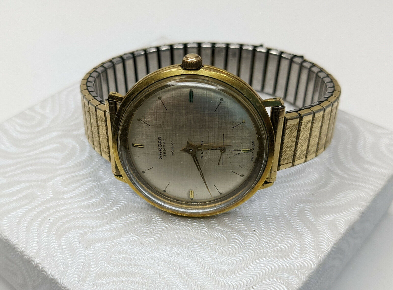Vintage Rare Sarcar Geneve 17 Rubis 35mm Men's manual Wind Up Wrist Watch