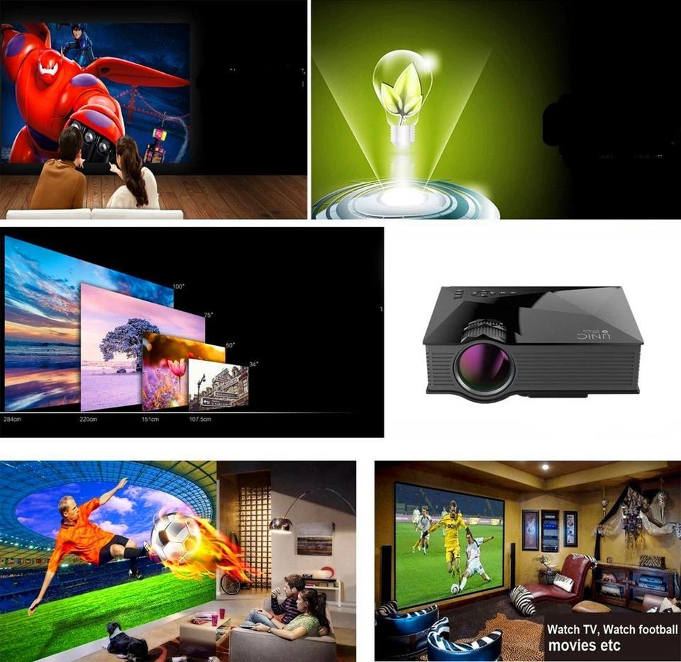 Portable Projector 1200 Lumens Native 1080P LCD WiFi Video Home Theater Cinema - Image 2 of 4
