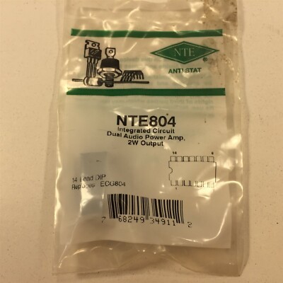(2) NTE NTE804 Integrated Circuit TV Dual Audio Power Amp, 2W - Lot of 2