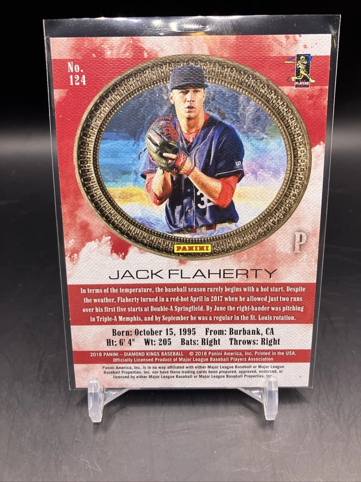 2018 Diamond Kings Jack Flaherty Artist's Proof Blue Rookie Card #124 Serial /25 - Image 2 of 3