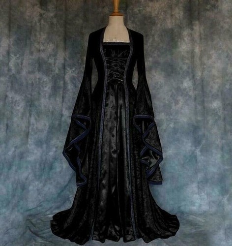 Damen Retro Mittelalter Kleid Prinzessin Kleid Cosplay Kostüm Oper Bühne Tuch - Bild 10 von 16