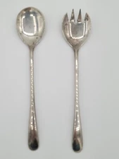 Vintage Silver Plate Italy Serving Salad Spoon and Fork Set 9" Elegant 