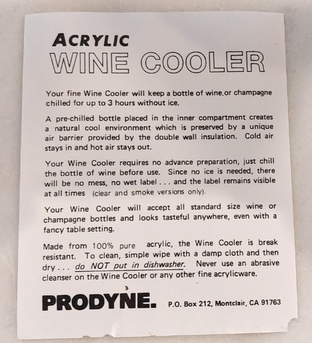Jubilee Iceless Wine Cooler by Prodyne NIB - Picture 5 of 8