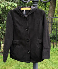 D.e.t.a.i.l.s Women's Size Large Jacket Hooded Classy Peacoat Winter Black