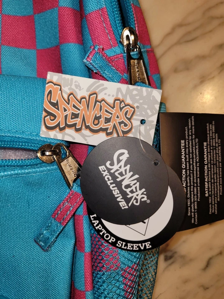 Mochila para portátil Dickies exclusiva de Spencers nueva azul rosa patinador a cuadros  Foto 3 de 4