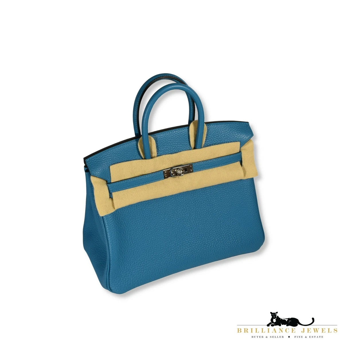 BRAND NEW Hermes Birkin Turquoise 25 cm Palladium Hardware Handbag