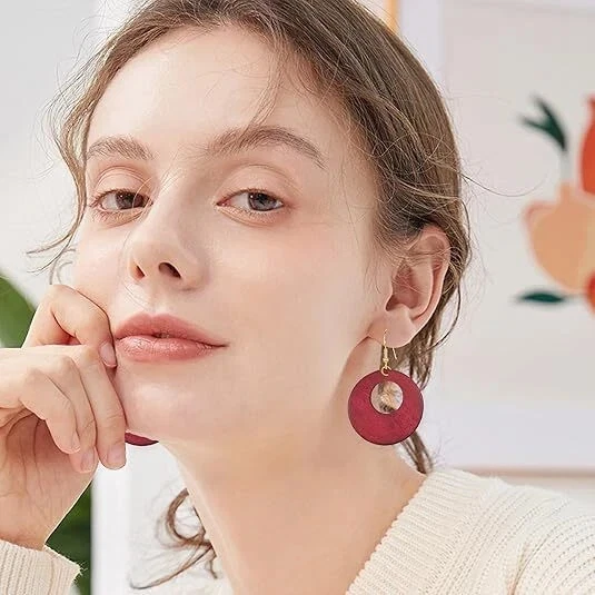 wooden hoop earrings