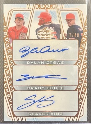 2024 Leaf Trinity Dylan Crews/Brady House/Seaver King Triple Autograph SP /49