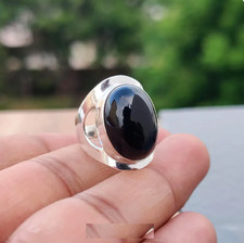 Black Onyx Sterling Silver Statement Ring Handmade Boho Ring All Size R356