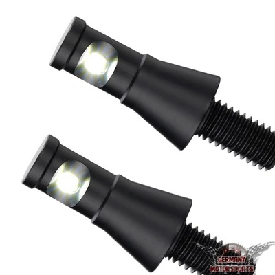 GERMANY MOTORSPORTS 2 x Mini LED Kennzeichenleuchte Kennzeichen Beleuchtung Motorrad rund schwarz