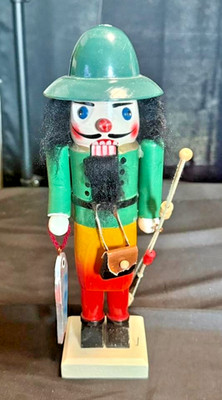 Wooden Fisherman Nutcracker 10 in. With Bag and Pole and Fish