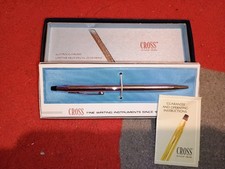 Vintage Cross Chrome Ball Pen Blue Ink Ball Pen With Original Box