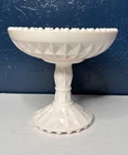 VTG Jeannette Shell Pink Milk Glass Windsor Footed Pedestal Compote Candy Dish