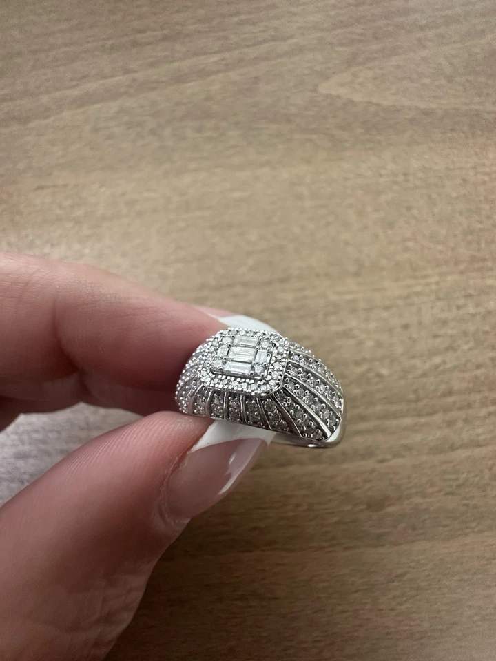 ANILLO DIAMANTES ORO BLANCO 10K SI-G TALLA 8 Foto 2 de 4