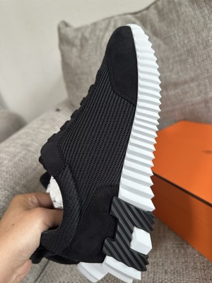 Baskets HERMÈS "Bouncing" Noires En Maille Et Daim - Taille 39 EU Neuf Avec Boîte & Reçu