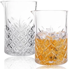 2 Pack Crystal Cocktail Mixing Glasses, 24oz, Thick Weighted Bottom, Professi...