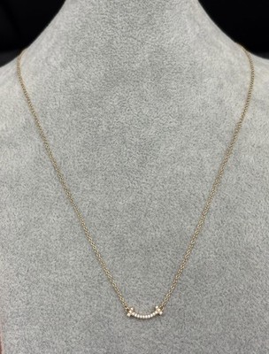 Tiffany and Co. Necklace T Smile Mini Natural Diamond Gold | eBay