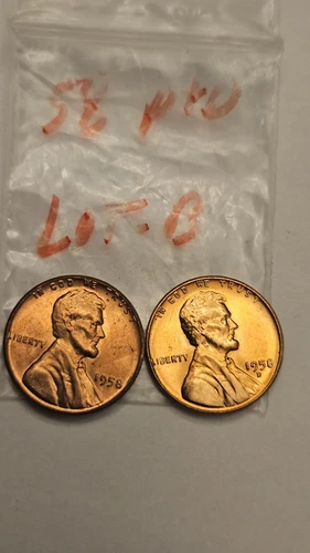 wheat penny 1958,1958D SET GEM RED BU 1958-D LINCOLN CENT LOT #B UNC RED LUSTER