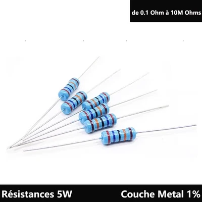 Lot de 5 Resistances 5W 1% Métal - Valeur de 0.1 Ohm à 10M Ohms au choix - Bild 1 von 4