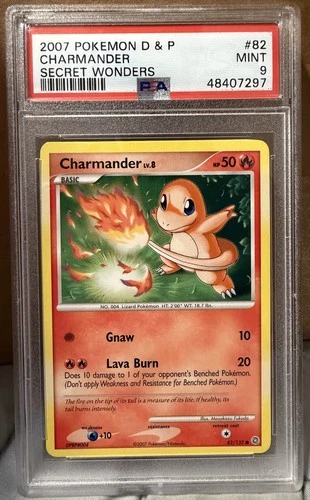 2007 POKEMON DIAMOND & PEARL SECRET WONDERS #82 CHARMANDER PSA 9 (low pop)