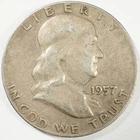 1957D US Benjamin Franklin Half Dollar 90% Silver Coin Estate Unsorted As Found